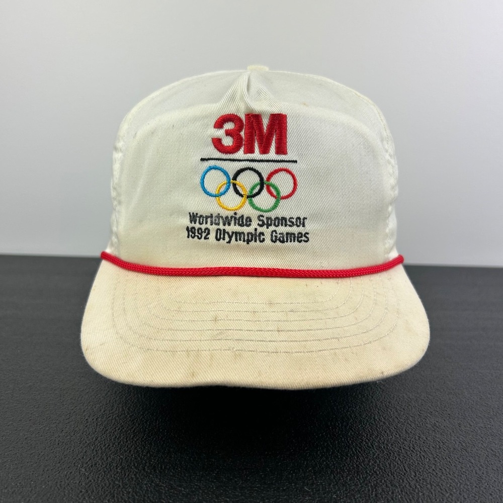 Vintage 1992 Barcelona Olympics Hat Cap Strap Back Adjustable White Sports Adult